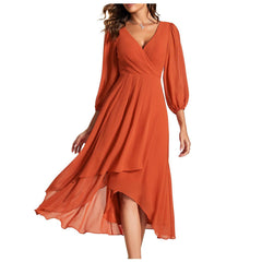 Elegant Women’s V-Neck Long-Sleeved Loose Party Evening Dress | Chic & Comfortable Nightwear