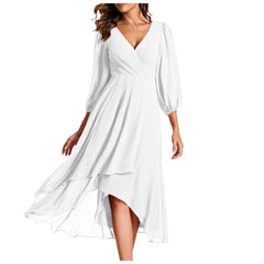 Elegant Women’s V-Neck Long-Sleeved Loose Party Evening Dress | Chic & Comfortable Nightwear