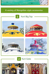 Large Mongolian Yurt Tent – Double Slope Steel & Bamboo Frame, Water-Resistant PVC, Glamping, Farmhouse, Restaurant, BBQ