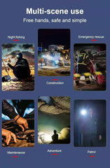 High Power LED Headlamp – 7 Modes XPE+COB Sensor Headlight with 18650 Battery for Fishing & Hunting