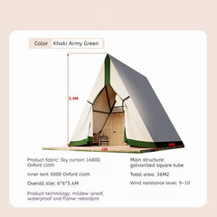 Triangular Double-Layer Oxford Tent – 2-Story Luxury Villa Cabin with Galvanized Frame | Rainproof & Anti-Light Glamping Tent for Outdoor Camping