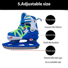 Steel Bracket Ice Hockey Skating Shoes Adult Child Skates for Beginner Ball Knife Ice Hockey Knife Shoes Real Ice Patines
