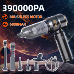 2-in-1 Portable Car Vacuum & Compressed Air Duster | High-Power Brushless Motor Wireless Handheld Cleaner | 15000Pa Suction for Home, Office & Auto Detailing