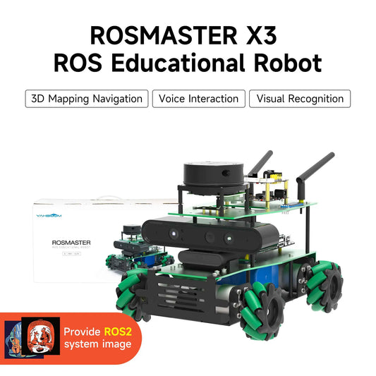 ROSMASTER X3 ROS2 Smart Car Kit – AI Robot with Mecanum Wheels, Lidar, Depth Camera, Voice Control | Compatible with Jetson Nano, Orin NX/Nano SUPER, Raspberry Pi 5