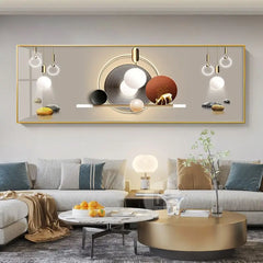 Chinese Style Golden Leaves & Deer Canvas Painting – Feng Shui Mountain Wall Art for Living Room (Unframed)