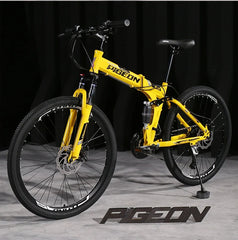 Foldable Mountain Bike for Men & Teens – Dual Shock Absorption, 21-Speed, Road & Off-Road Bicycle for Students & Adults