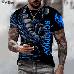 Men's Scorpion Graphic T-Shirt – 3D Animal Print Short Sleeve O-Neck Street Style Casual Top (Up to 6XL)