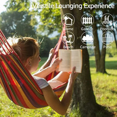 WESTTUNE Outdoor Canvas Hammock | Camping Swing with Tree Ropes | 200kg Load-Bearing for Garden, Patio & Backyard