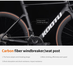 KOOTU Full Carbon Fiber Road Bike – Ultra-Light Pure Oil Disc Brake Bicycle with SHIMANO R7120 24-Speed Components | Performance Cycling for Adults