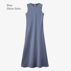 Spring Summer Women’s Elegant Satin Maxi Dress with Knitted Top | 2-Piece Floor-Length Outfit Set