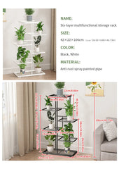 Iron Plant Holder & Flower Stand Rack - Home Garden Storage Shelf for Pots & Decor