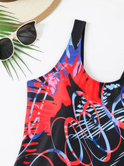 Women's One-Piece Printed Swimsuit – Padded Racing Swimwear for Summer Beach & Pool