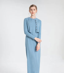 2024 fashion summer woman clothes cardigan near Ankle Length maxi dress nature fiber ribbing fabric clothing