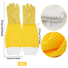 Beekeeper Gloves with Protective Sleeves – Ventilated & Professional Anti-Bee Gloves for Apiculture and Beehive Handling