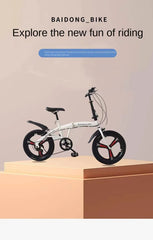 Motion 20-Inch Folding Bicycle – High Carbon Steel Frame, Anti-Skid Tires & Mountain Seat for Comfortable Riding