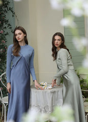 Spring Summer Women’s Elegant Satin Maxi Dress with Knitted Top | 2-Piece Floor-Length Outfit Set