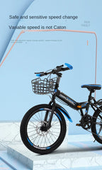 Folding Mountain Bike for Kids – 18/20 Inch Variable Speed Bicycle for Boys & Girls | Student Road Bike | Bicicleta de Estrada