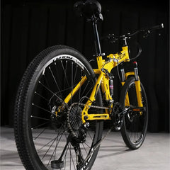 Foldable Mountain Bike for Men & Teens – Dual Shock Absorption, 21-Speed, Road & Off-Road Bicycle for Students & Adults