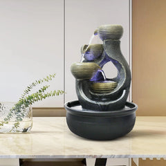 15.7" Relaxation Indoor Tabletop Waterfall Fountain with LED Light - Portable Decoration for Living Room, Home, Office & Bedroom