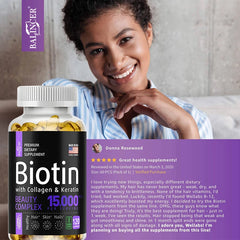 Balincer Biotin + Collagen + Keratin Supplement – 120 Non-GMO Capsules for Hair, Skin & Nail Health