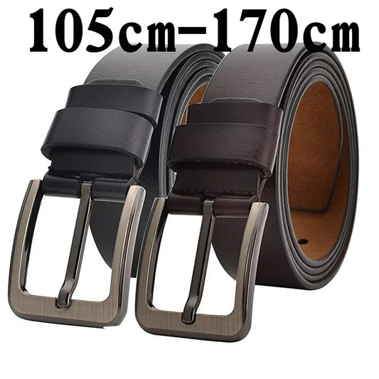 Genuine Leather Belt for Men – Large Size 140-170cm Luxury Designer Waist Belt