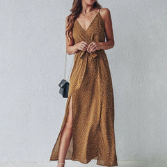 Summer Backless Floral Printed Long Dress for Women – Sexy Beachwear & Vacation Dress