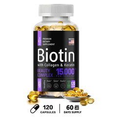 Balincer Biotin + Collagen + Keratin Supplement – 120 Non-GMO Capsules for Hair, Skin & Nail Health