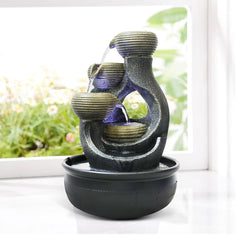 15.7" Relaxation Indoor Tabletop Waterfall Fountain with LED Light - Portable Decoration for Living Room, Home, Office & Bedroom