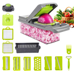 Multifunctional Vegetable Cutter & Slicer – Fruit, Potato Peeler, Carrot Grater with Basket | Kitchen Accessories