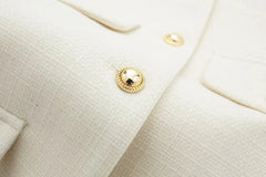 Women Elegant Cropped Jacket Women's Fashion Jacket O-Neck Long Sleeved Flip Pocket Coat Female Casual Outwear Tops