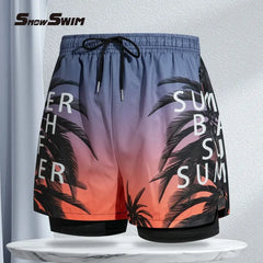 Double-Layer Swim Trunks for Men – Boxer Shorts with Anti-Embarrassment Lining | Professional Beach Pants & Adult Swim Gear
