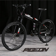 Foldable Mountain Bike for Men & Teens – Dual Shock Absorption, 21-Speed, Road & Off-Road Bicycle for Students & Adults