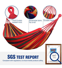 WESTTUNE Outdoor Canvas Hammock | Camping Swing with Tree Ropes | 200kg Load-Bearing for Garden, Patio & Backyard