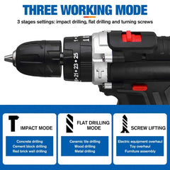 88VF Cordless Impact Drill Electric Screwdriver Electric Hammer Drill Mini Wireless Hand Drill Lithium-Ion Battery Power Tools