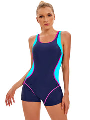 Plus Size One-Piece Sport Swimsuit – Women's Patchwork Professional Surfing Swimwear