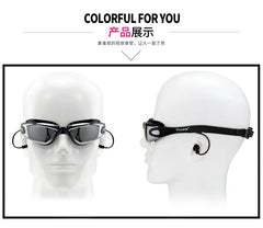 Men's Swimming Set – Flat Angle Swimming Trunks, Waterproof Quick-Drying Swim Shorts, Goggles & Swim Cap