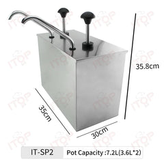 3.6L Stainless Steel Sauce Pump Dispenser | Commercial Kitchen Sauce Station | Ketchup & Black Pepper Sauce Dispenser