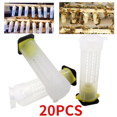 20PCS Queen Cage Rearing Covers – Beekeeping Queen Cell Catcher Kit | Plastic Bee Box Cages for Apiculture Protection