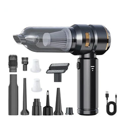 2-in-1 Portable Car Vacuum & Compressed Air Duster | High-Power Brushless Motor Wireless Handheld Cleaner | 15000Pa Suction for Home, Office & Auto Detailing