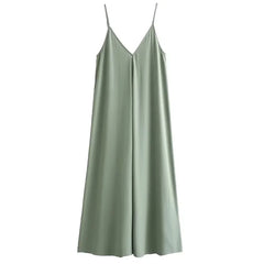 Summer Women's Loose Sleeveless Black Long Dress – Thin Straps, Backless Beach Holiday Maxi Dress