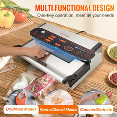 VEVOR Commercial Vacuum Sealer Machine – Multifunctional Automatic Food Packaging with Bag Roll Storage Cutter for Home Kitchen Use