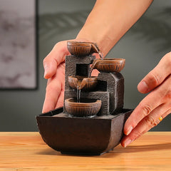Lucky Automatic Water Flow Ornament - Circulating Water Coffee Table Desktop Decor for Office & Living Room