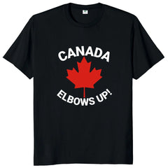 Elbows Up Canada" T-Shirt – Retro Canada Not the 51st State, Proud Canadian Gift, 100% Cotton Unisex Tee