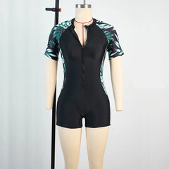 Women’s One-Piece Sports Bathing Suit – Monokini with Zipper | Sunscreen Surfing Swimwear & Beach Bodysuit for Ladies