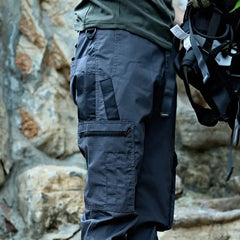 Black Camo Cargo Pants Outdoor Multi-pocket Ripstop Waterproof Trousers Male Autumn Wear-resistant Training Fishing Work Pant