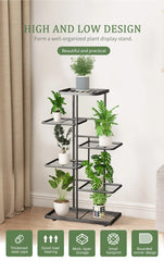 Iron Plant Holder & Flower Stand Rack - Home Garden Storage Shelf for Pots & Decor