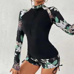 Women's Long Sleeve Surfing Swimsuit – 2-Piece Sporty Tankini Swimwear Set