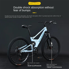 Full Suspension MTB Mountain Bike – Men’s Quad Bicycle with V-Brake/Disc Brake Options | Bicicletta Uomo | Durable Off-Road Bici