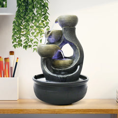 15.7" Relaxation Indoor Tabletop Waterfall Fountain with LED Light - Portable Decoration for Living Room, Home, Office & Bedroom