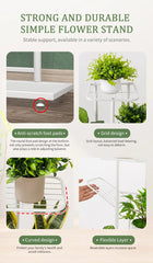 Iron Plant Holder & Flower Stand Rack - Home Garden Storage Shelf for Pots & Decor